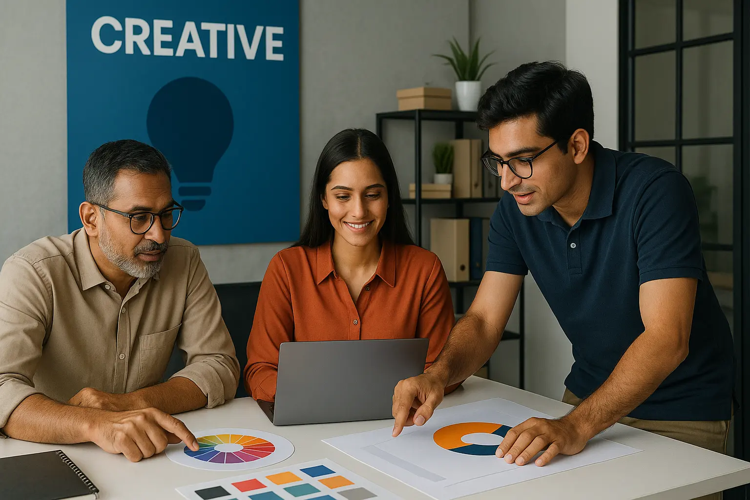 Creative agency whiteboard with campaign notes and digital strategy ideas