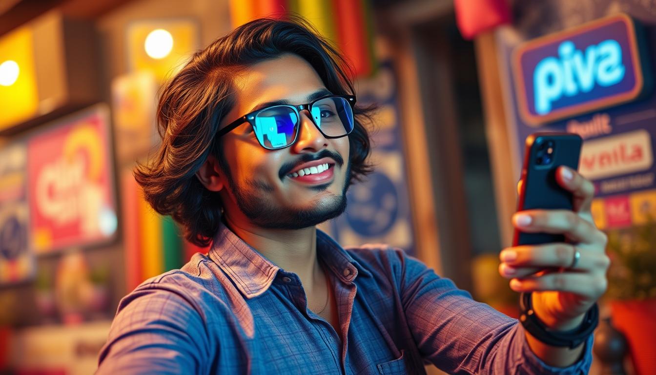 Image of a local Ahmedabad influencer promoting a startup brand on social media.