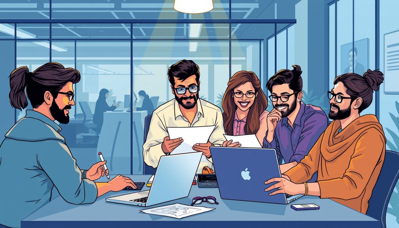 Image of a website development team working on a project in Gujarat