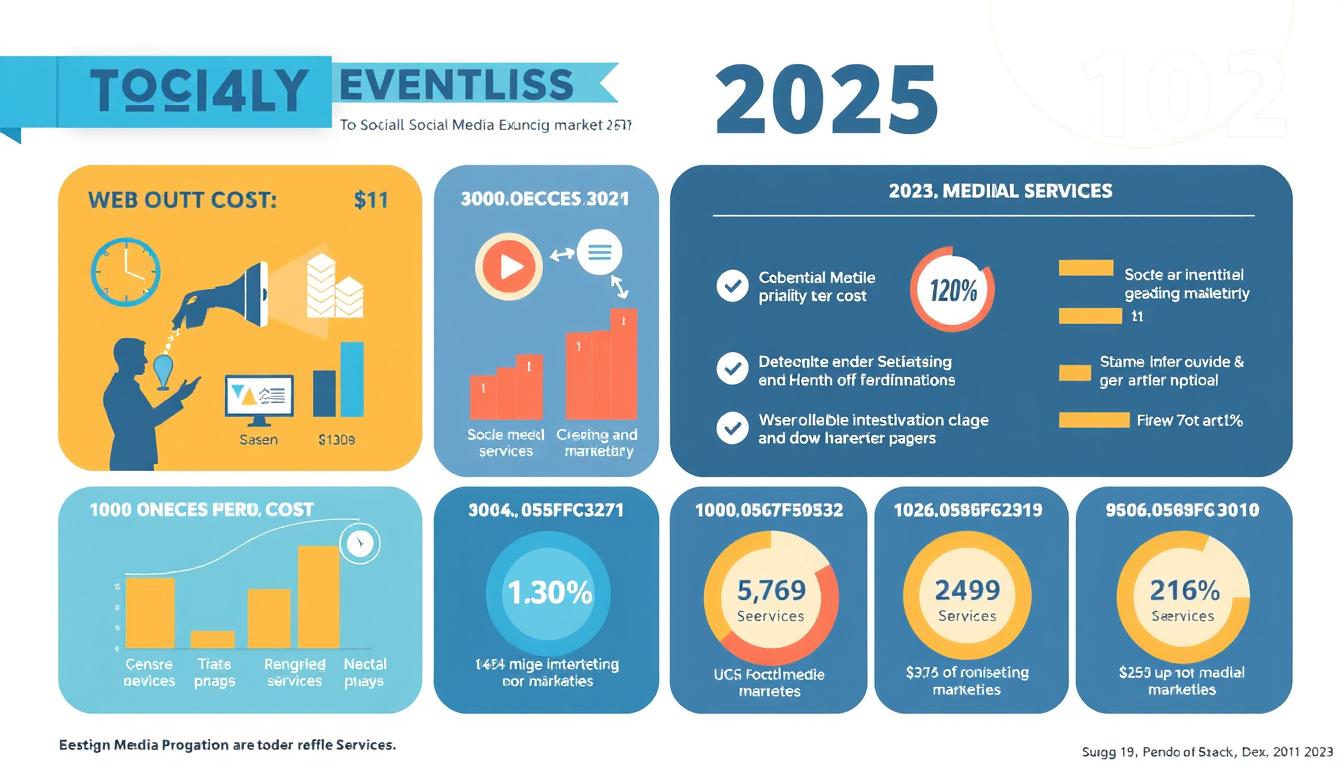 An image representing social media marketing costs and services in 2025.