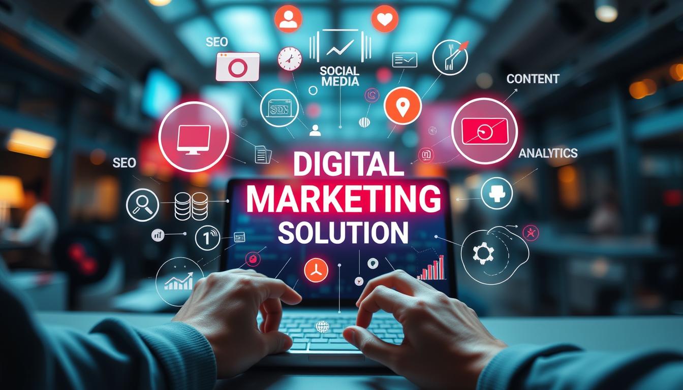 Generate an image representing a comprehensive digital marketing solution