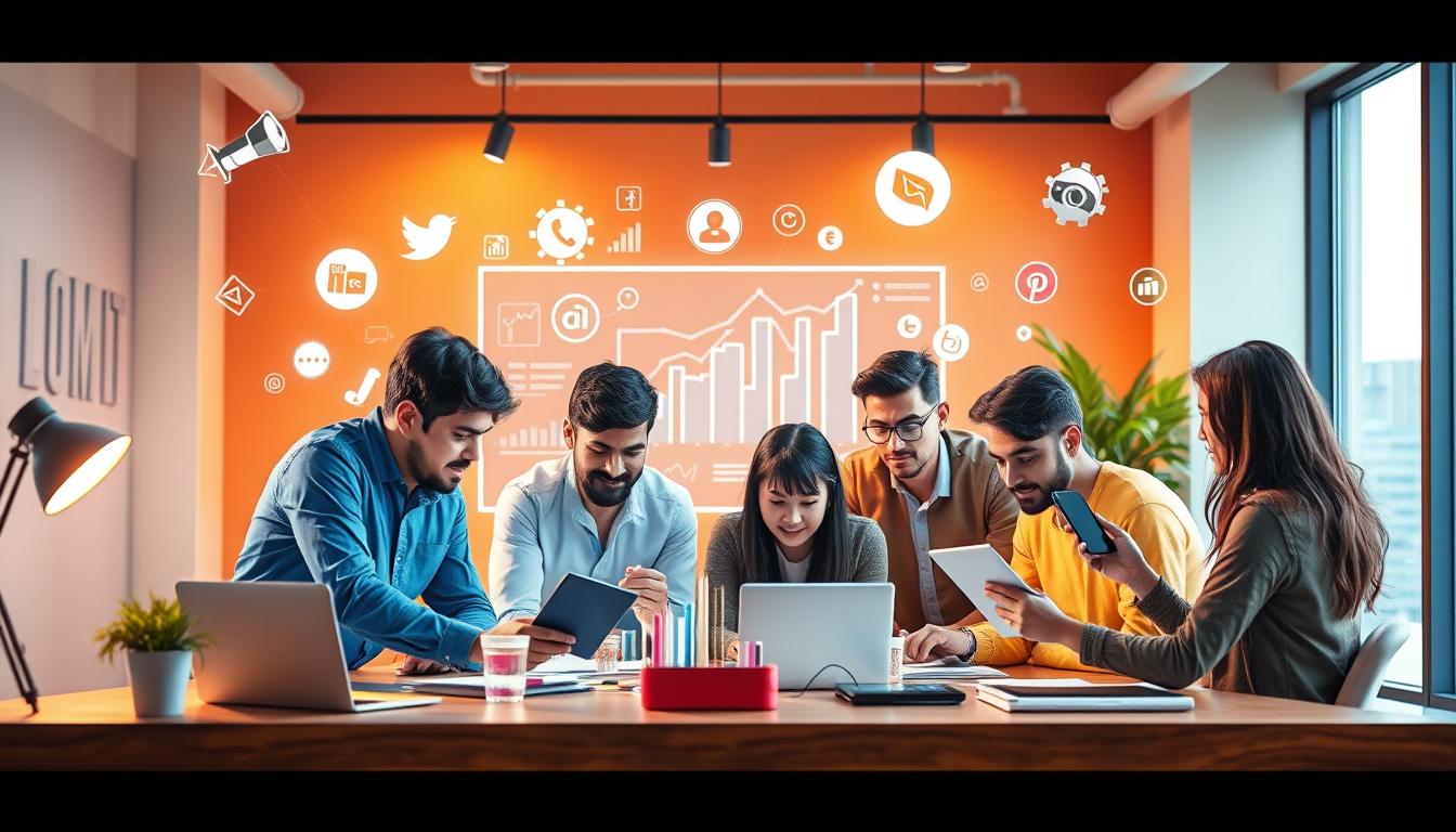 Image generation prompt for "top digital marketing agency in Ahmedabad"