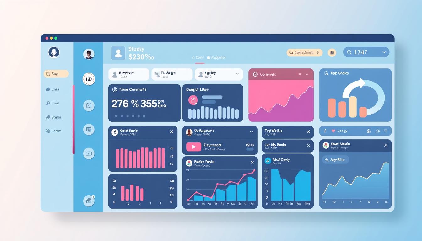 Image of a social media management dashboard showing engagement metrics.