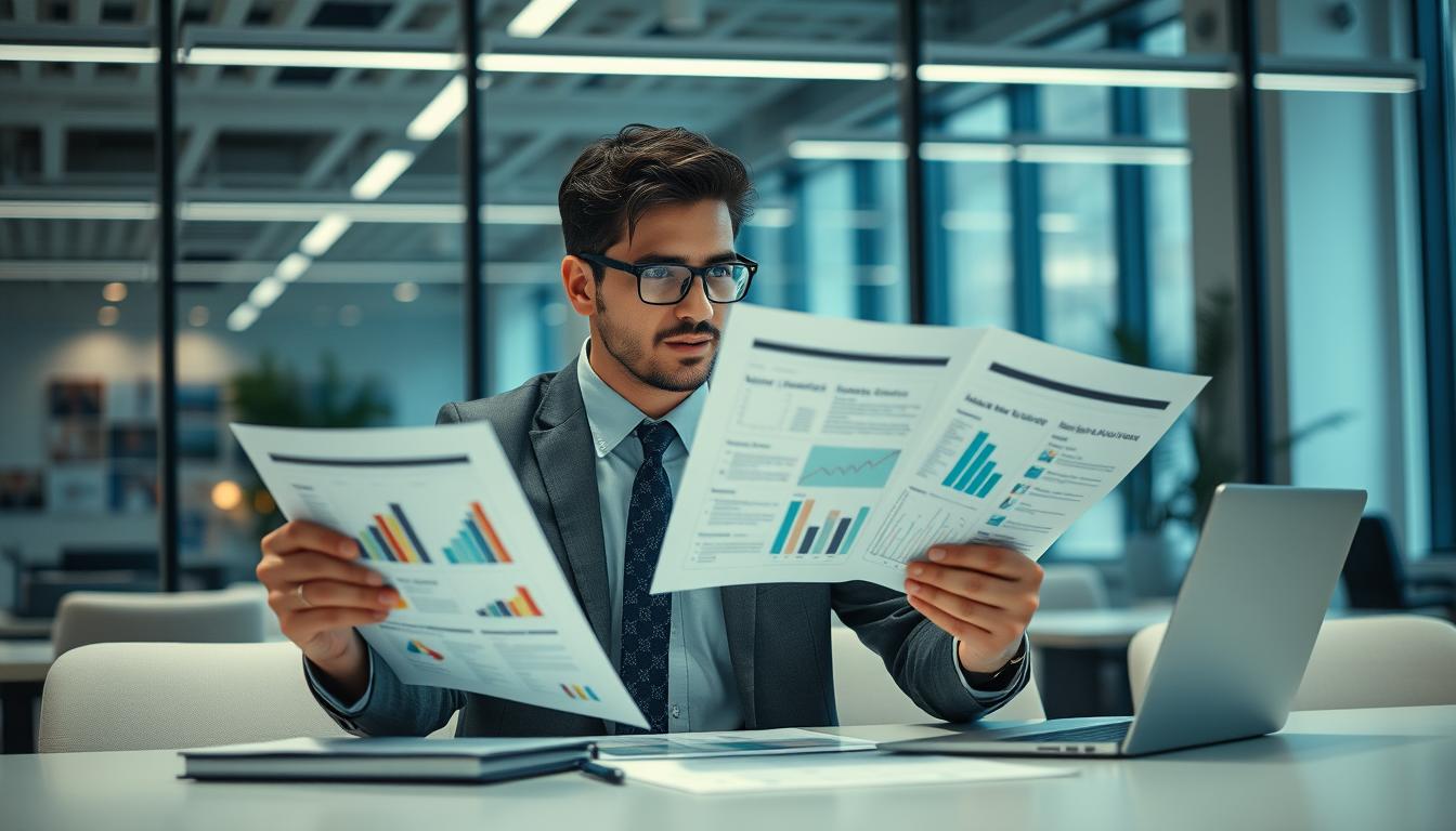 Image of a business professional evaluating marketing agencies
