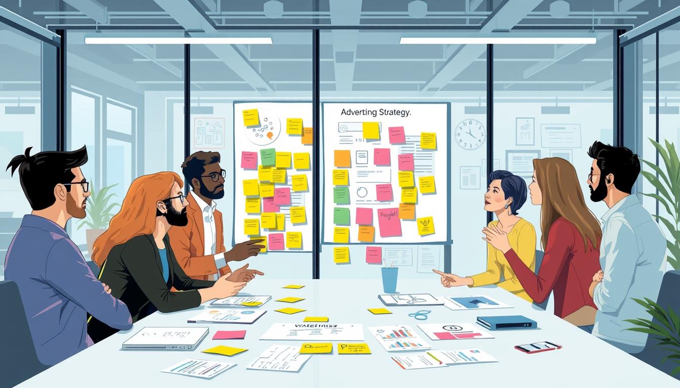 Image of a team brainstorming creative advertising strategies