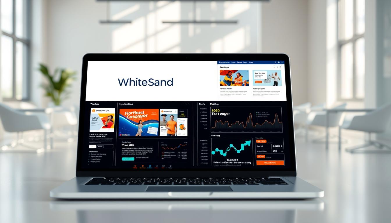 Flat design mockups of various email campaign types and newsletter templates.