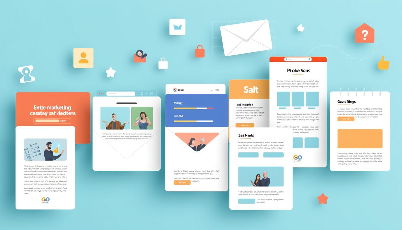 Illustration of people analyzing charts representing types of email marketing campaigns.