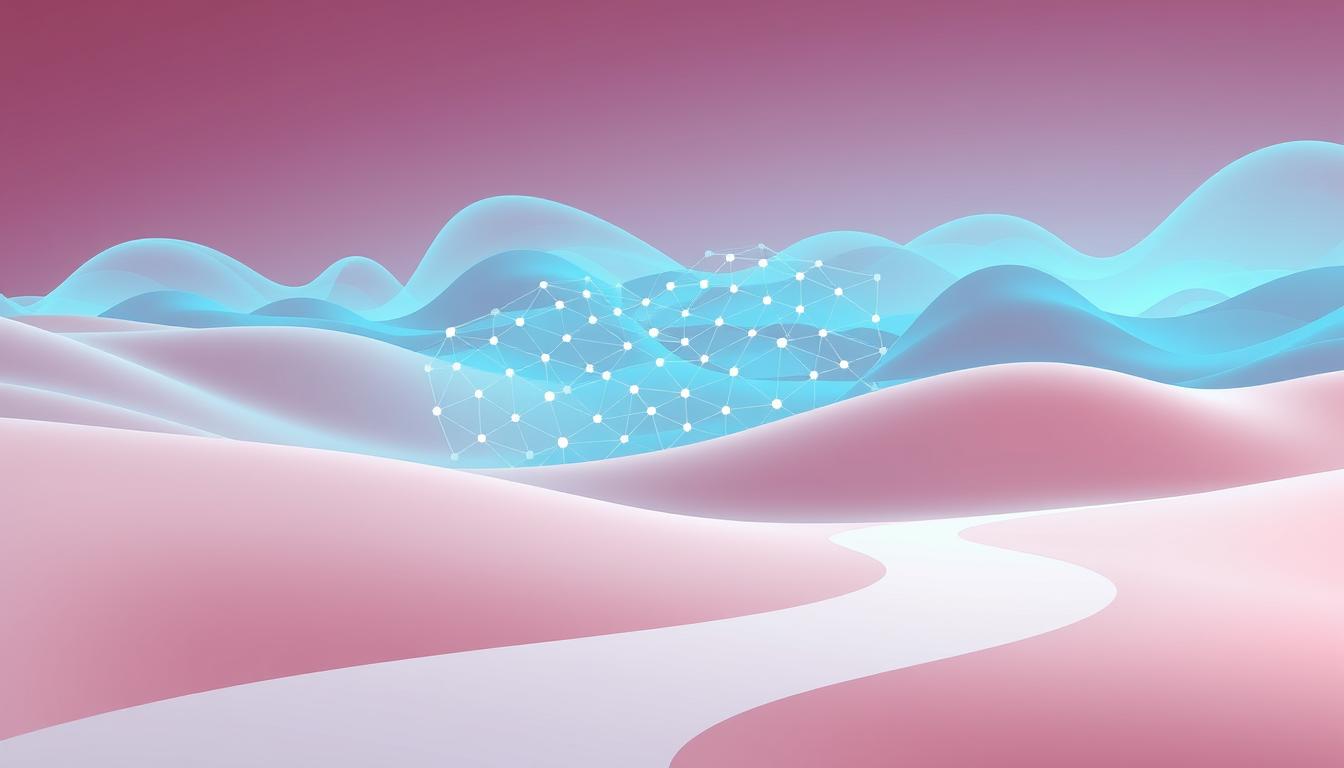Abstract digital waves with network connection nodes symbolizing dynamic website structure