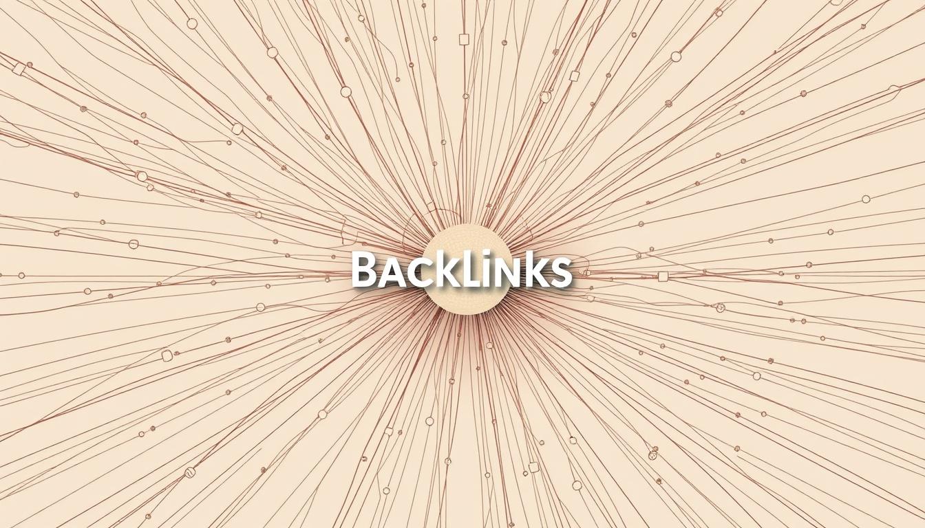 Backlinks SEO concept showing interconnected network lines and nodes