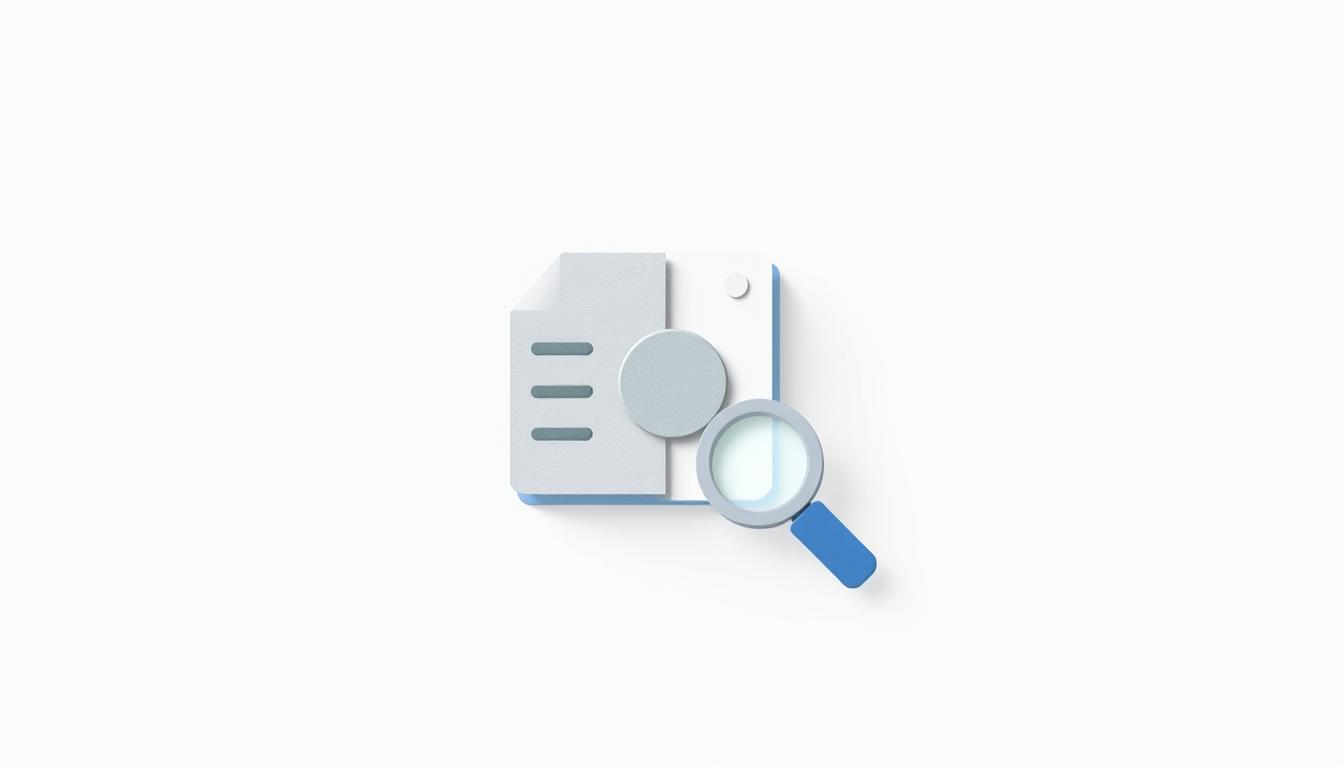 Content analysis icon with magnifying glass for SEO performance