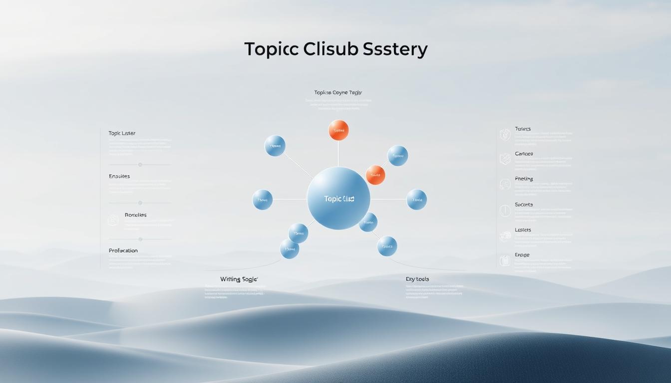 Diagram showing topic cluster strategy with pillar page and cluster content for SEO optimization