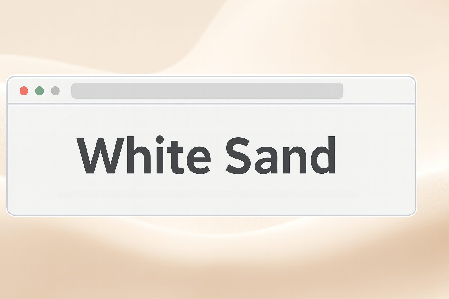 White Sand text displayed inside a browser window interface representing website branding