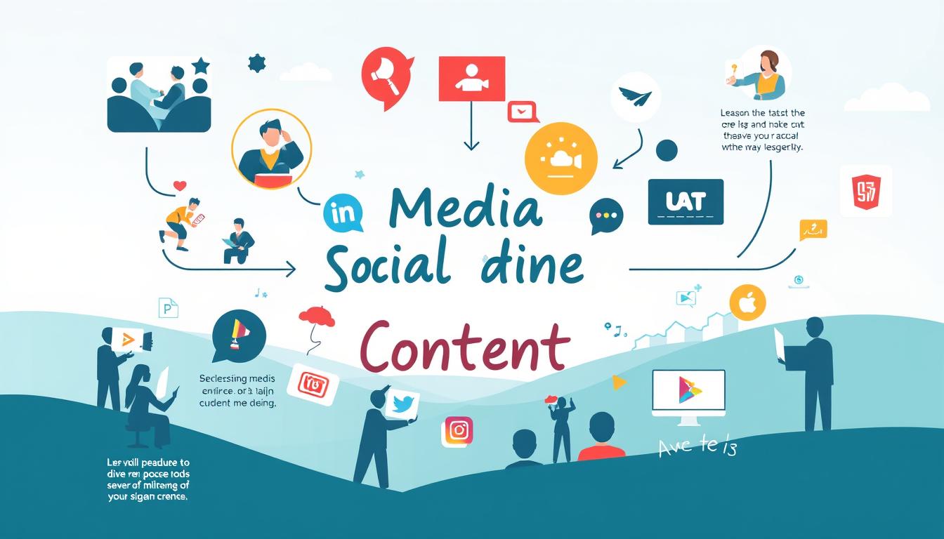Illustrated concept of White Sand social media content and engagement strategy