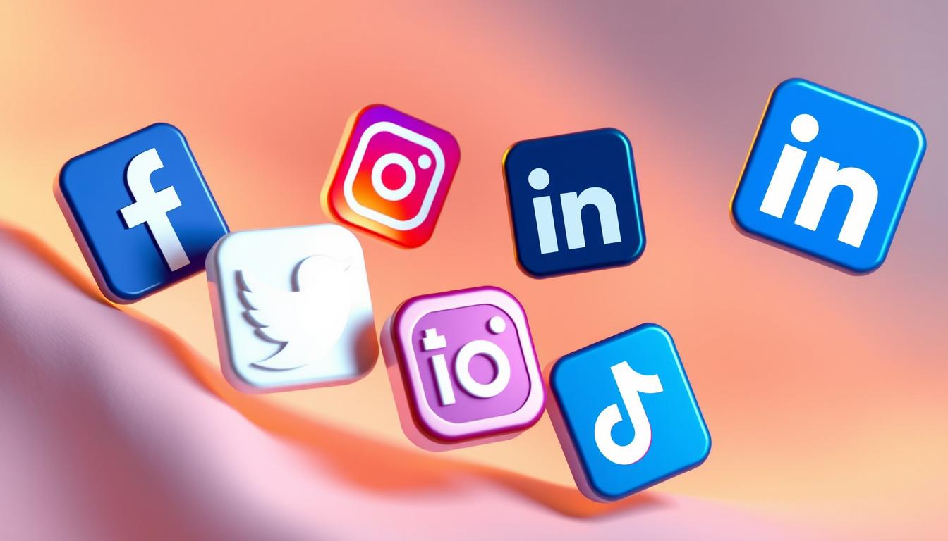 White Sand creative display of 3D social media icons for digital branding
