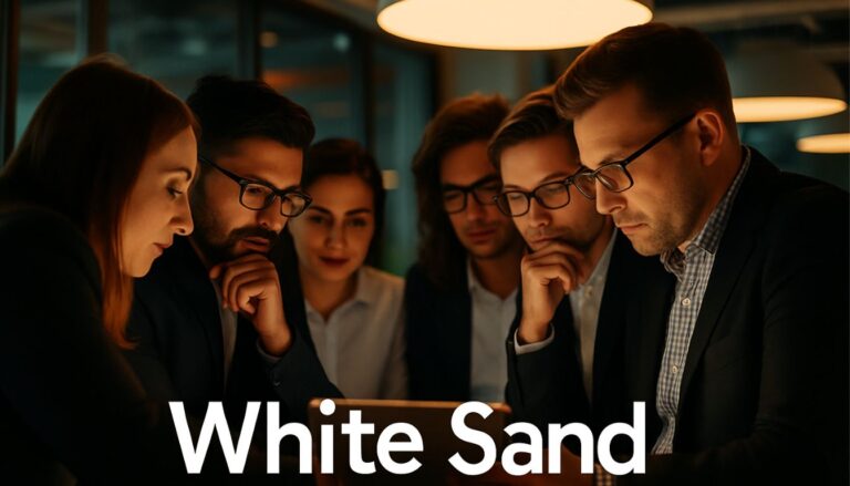 White Sand team meeting working on digital marketing and SEO strategies in Ahmedabad office