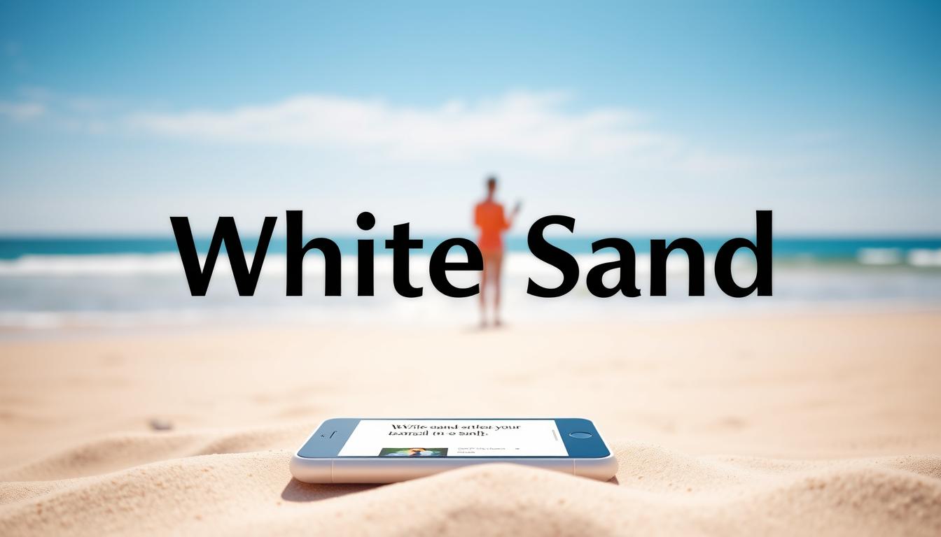 Mobile phone on sandy beach showcasing AMP and SEO mobile optimization