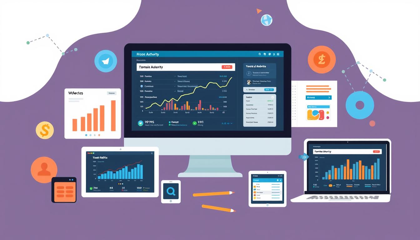 Domain authority and SEO ranking visual design
