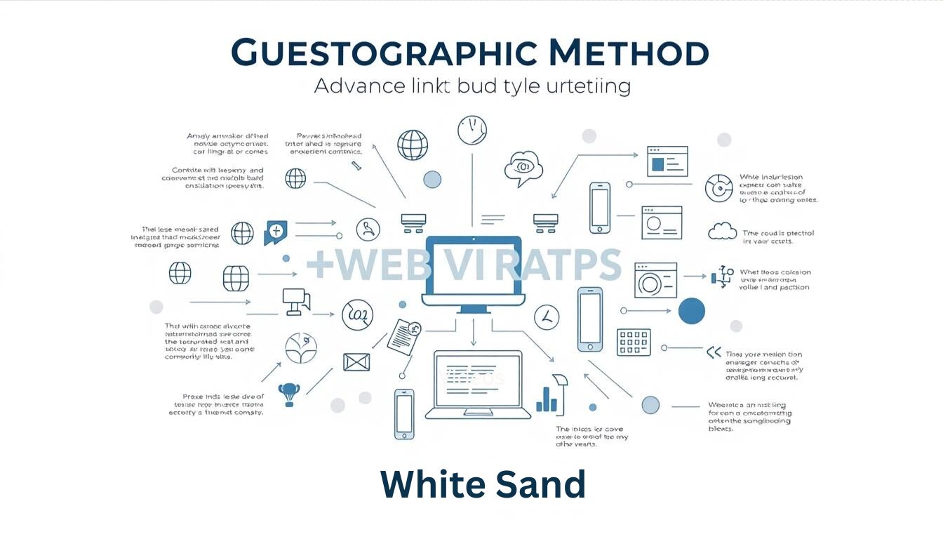 Guestographic method for SEO link building and digital outreach illustrated with icons and process flow