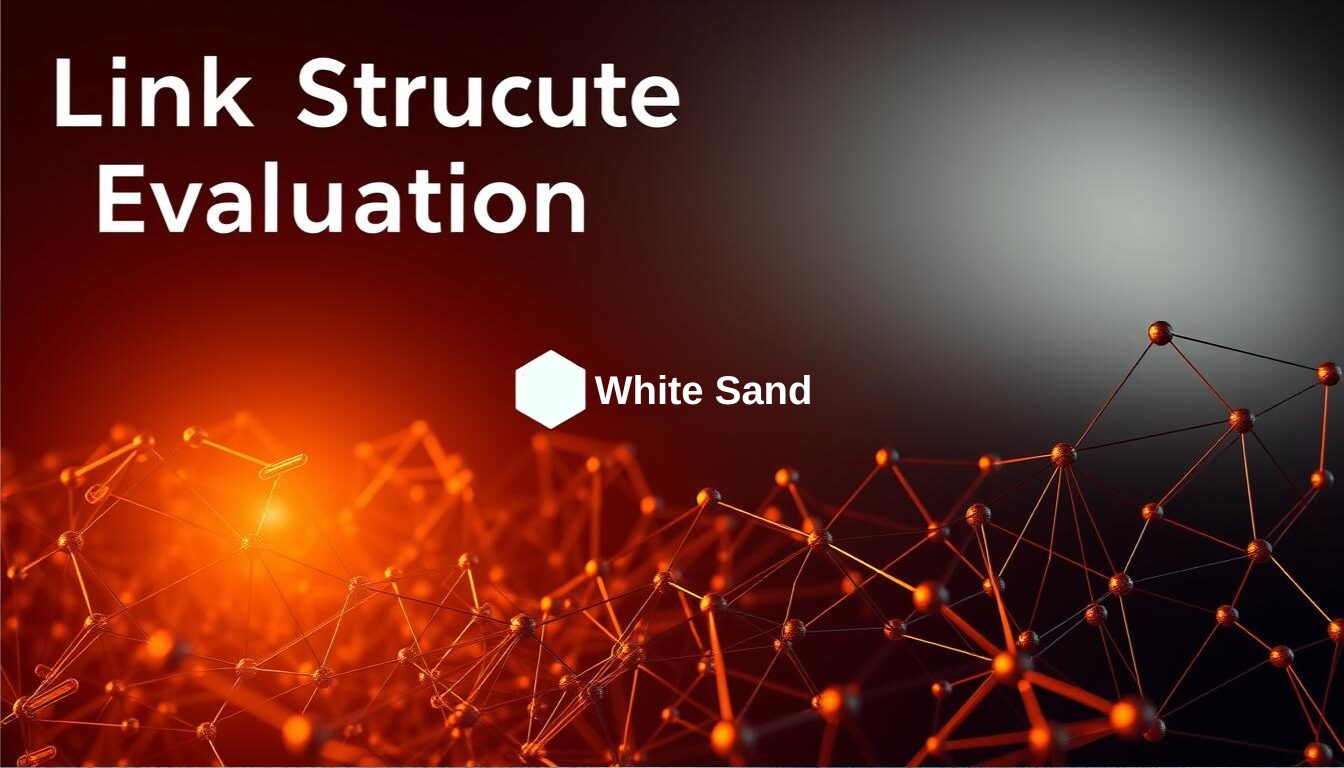 Link structure evaluation graphic with SEO connections and digital marketing strategy
