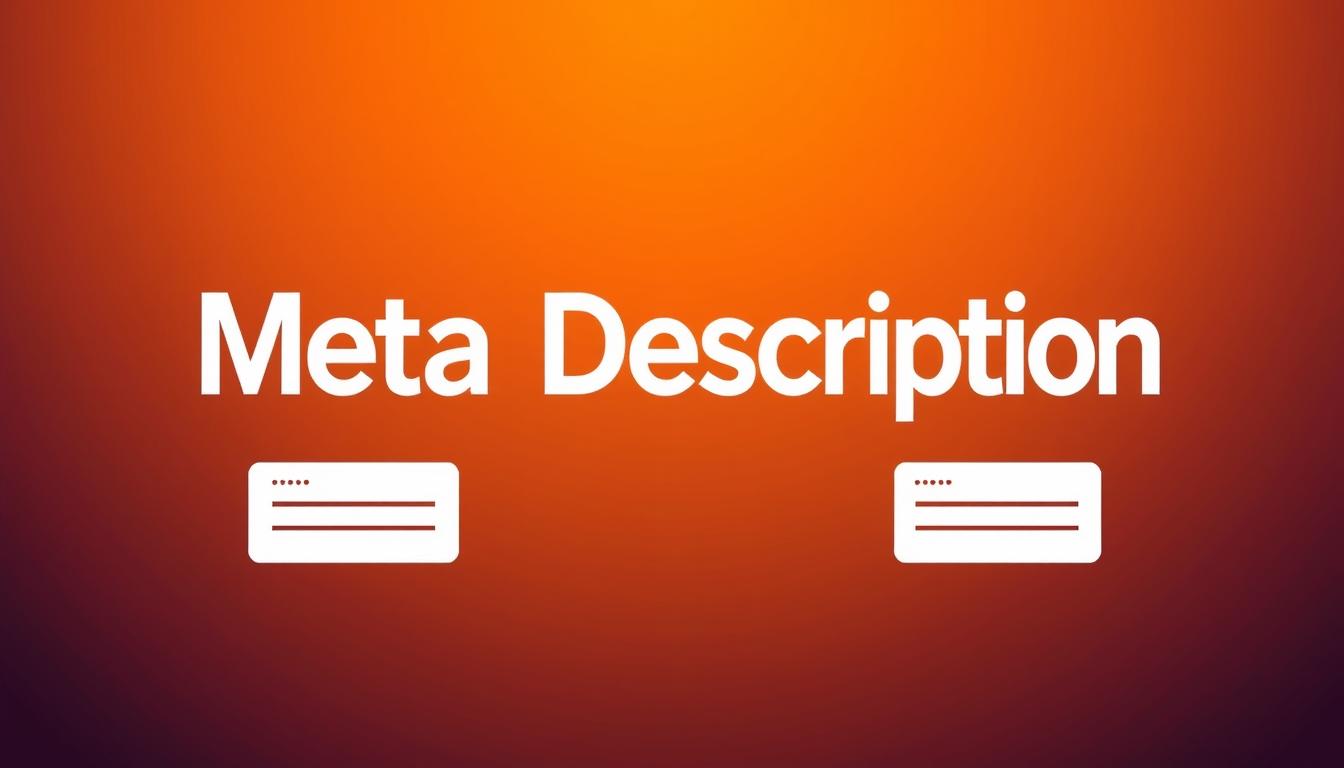 Orange gradient background with bold Meta Description text for SEO and AEO

