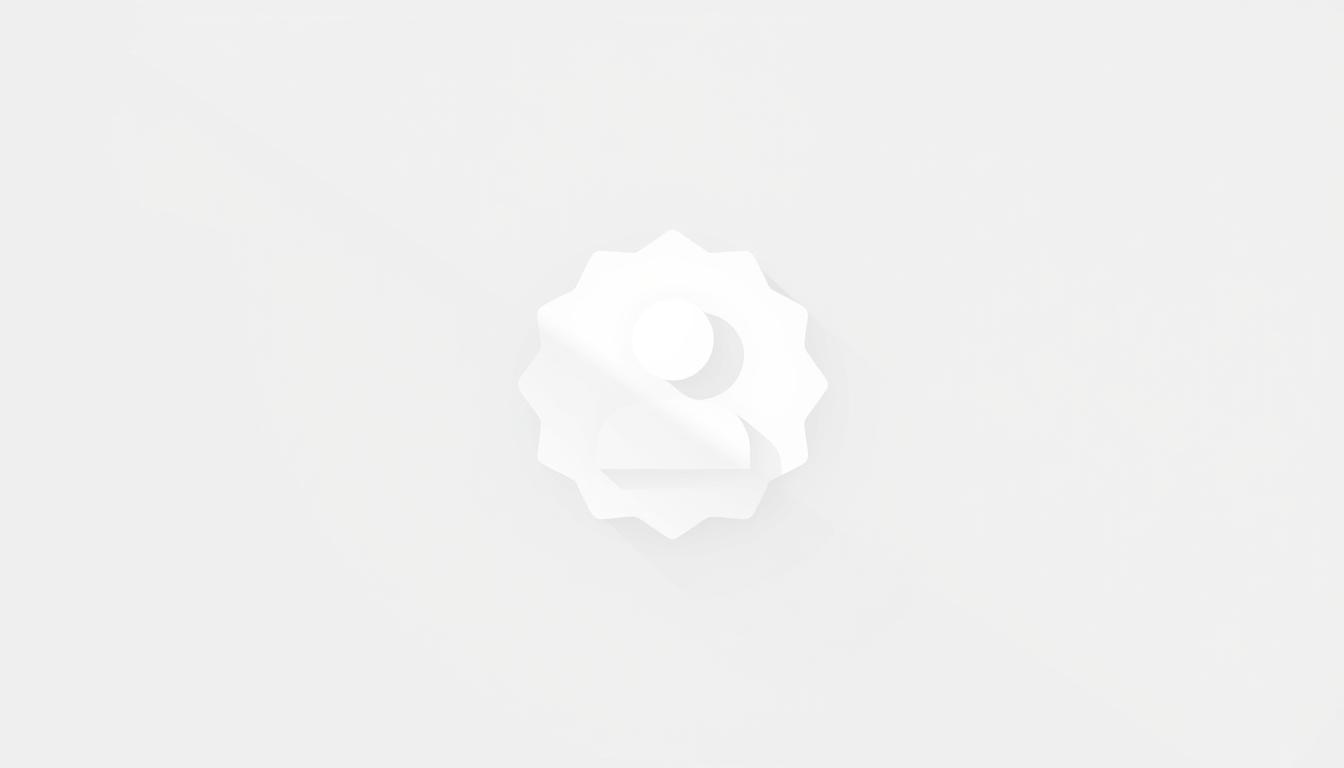 Minimal white badge icon with silhouette for digital branding design concept.