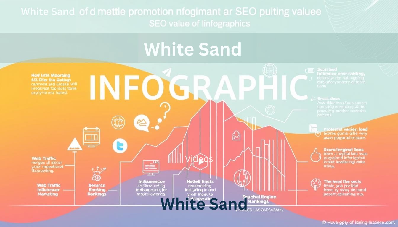 Colorful infographic showing the SEO value of infographics for traffic and rankings by White Sand