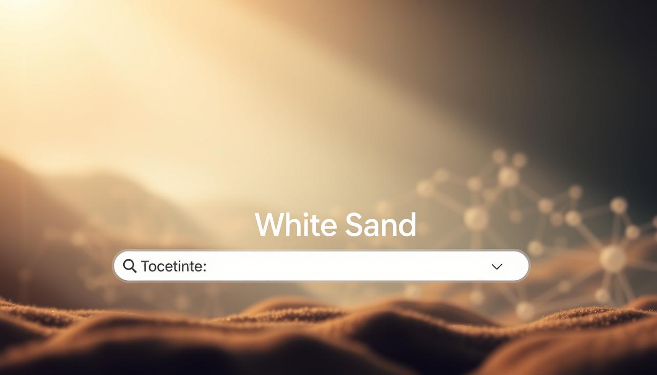 Search bar interface with White Sand text for SEO optimization concepts