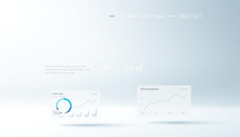 White Sand analytics dashboard mockup with growth charts on airy gradient background, digital agency in Ahmedabad, India