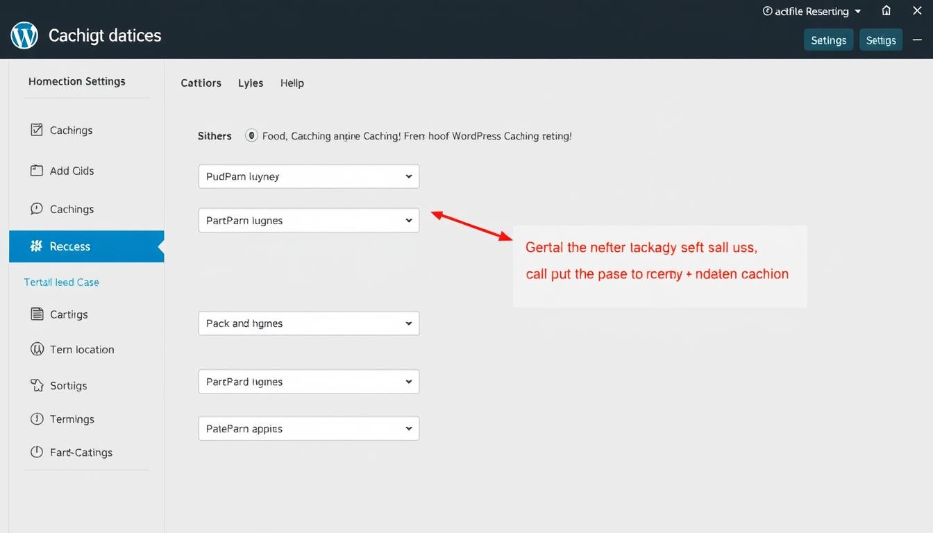 WordPress caching settings interface for SEO performance optimization.